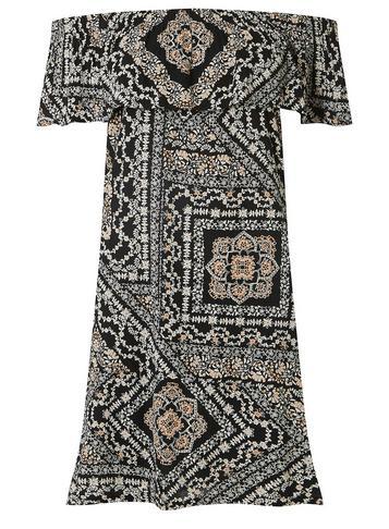 Dorothy Perkins Petite Black Paisley Print Bardot Dress