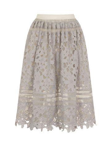 Dorothy Perkins *chi Chi London Grey Laser Cut Midi Skirt