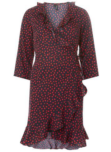 Dorothy Perkins *vera Moda Multi Coloured Spot Print Ruffle Wrap Dress