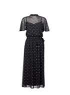 Dorothy Perkins *tall Black Spot Chiffon Skater Dress
