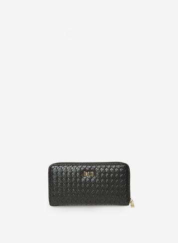 Dorothy Perkins Black Weave Zip Around Purse