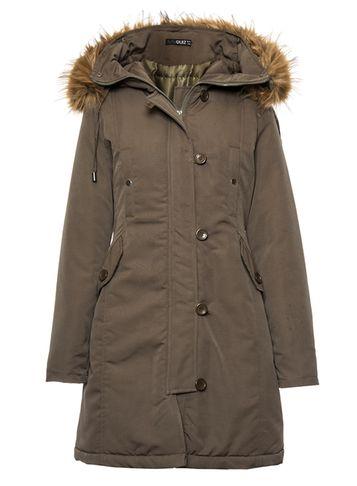 Dorothy Perkins *quiz Khaki Faux Fur Trim Jacket