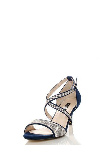 Dorothy Perkins *quiz Navy Diamante Low Heel Sandals