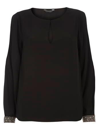 Dorothy Perkins Black Embellished Cuff Blouse