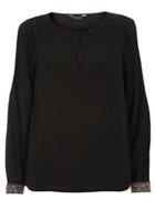 Dorothy Perkins Black Embellished Cuff Blouse