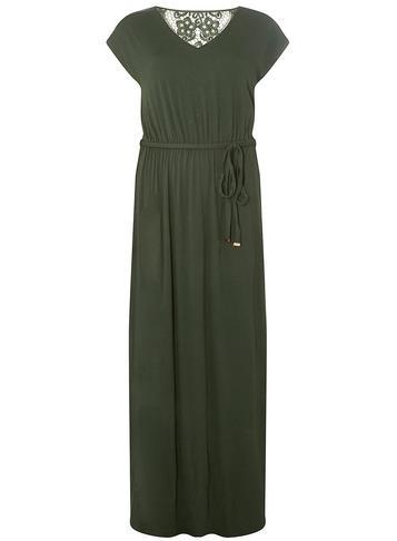 Dorothy Perkins *tall Khaki Crochet Back Maxi Dress