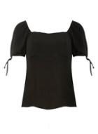 Dorothy Perkins Black Square Neck Tie Sleeve Top