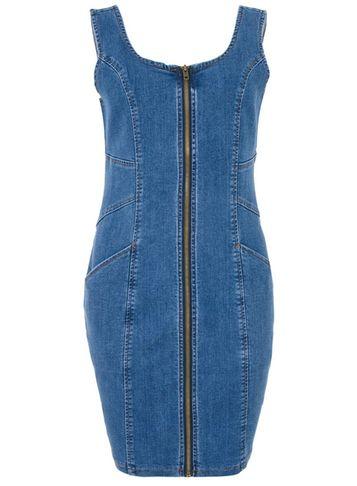 Dorothy Perkins *quiz Blue Denim Pinafore Zip Dress