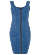 Dorothy Perkins *quiz Blue Denim Pinafore Zip Dress