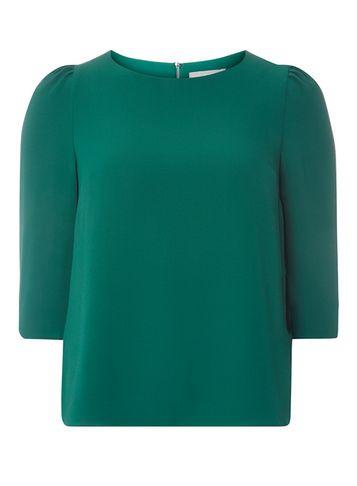 Dorothy Perkins Petite Green Puff Sleeve Top