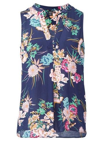 *izabel London Navy Tropical Print Shell Top