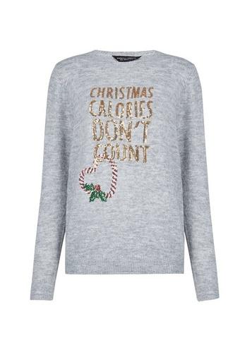 Dorothy Perkins Grey Christmas Calories Dont Count Jumper