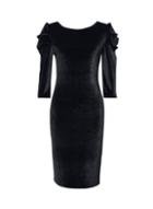 Dorothy Perkins *tall Black Puff Sleeve Velvet Bodycon Dress