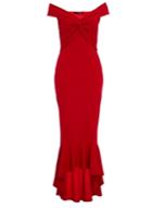 *quiz Red Bardot Knot Front Maxi Dress