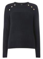 Dorothy Perkins *only Navy Long Sleeve Button Knitted Jumper