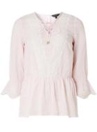 Dorothy Perkins Pink Lace Up Prairie Top