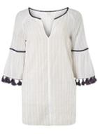 Dorothy Perkins *dp Beach Navy Tassel Trim Ivory Cover Up