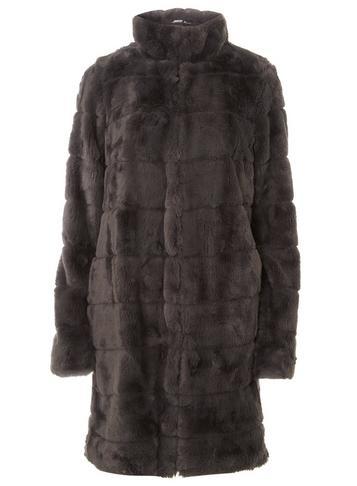 Dorothy Perkins *tall Grey Lined Faux Fur Coat