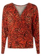 Dorothy Perkins Rust Leopard Print Wrap Front Top