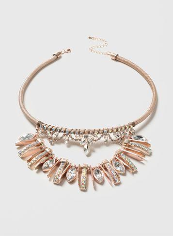 Dorothy Perkins Rose Gold Rhinestone Necklace