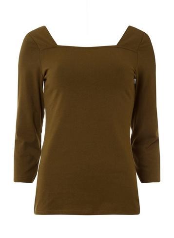 Dorothy Perkins Khaki Square Neck Top
