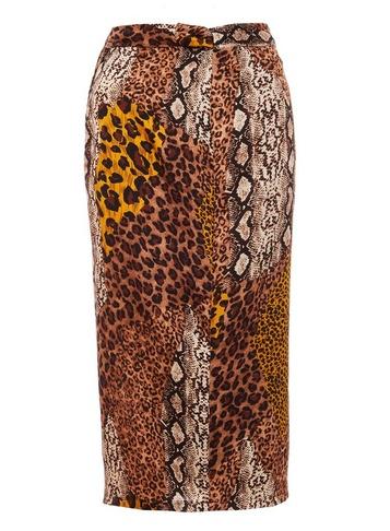 *quiz Multi Colour Satin Snake And Leopard Print Skirt
