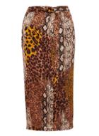 *quiz Multi Colour Satin Snake And Leopard Print Skirt