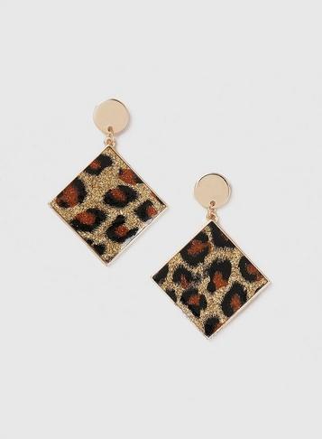 Dorothy Perkins Gold Look Cheetah Glitter Earrings