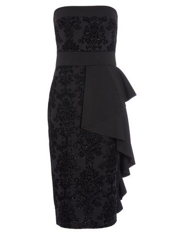 Dorothy Perkins *quiz Glitter Ruffle Midi Bodycon Dress