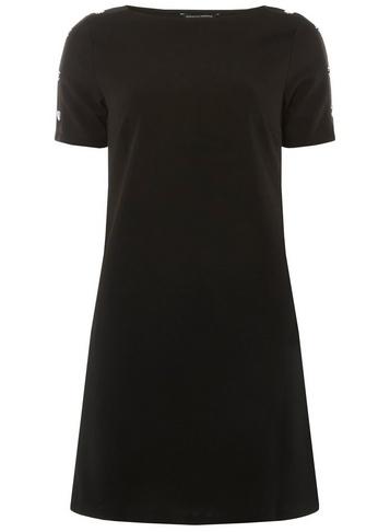 Dorothy Perkins *black Popper Sleeve Shift Dress