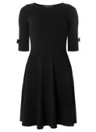 Dorothy Perkins Black Bow Sleeve Fit And Flare Dress