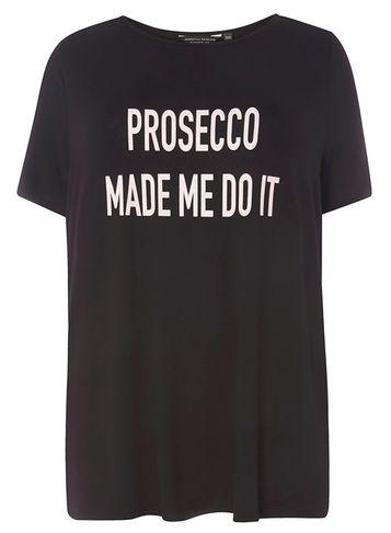 Dorothy Perkins Dp Curve Black 'prosecco' Motif T-shirt