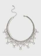 Dorothy Perkins Silver Look Drop Pearl And Crystal Choker Necklace