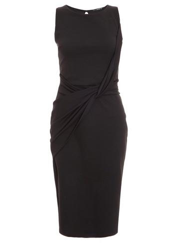 *quiz Black Knot Front Midi Dress