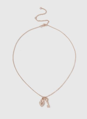 Dorothy Perkins Rose Gold Lock And Key Ditsy Necklace