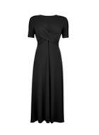Dorothy Perkins *tall Black Wrap Front Midi Dress