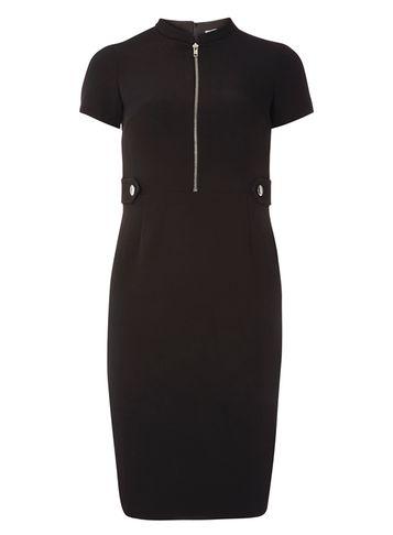 Dorothy Perkins Petite Black Zip Pencil Dress