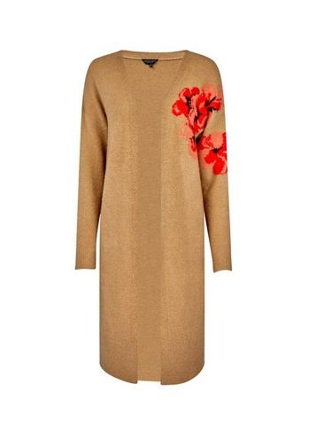 Dorothy Perkins Camel Floral Jacquard Cardigan