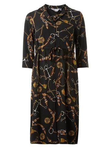 Dorothy Perkins Petite Black Belt Print Shirt Dress