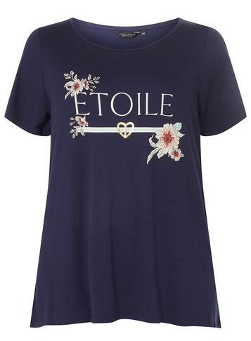 Dorothy Perkins Dp Curve Navy Etoile Slogan T-shirt