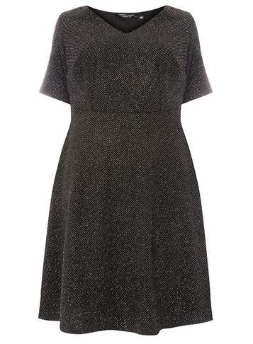 Dorothy Perkins Dp Curve Black Metallic Fit And Flare Dress