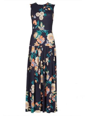 *feverfish Navy Pleated Maxi Dress