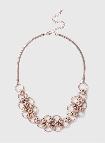 Dorothy Perkins Rose Gold Ball And Link Collar Necklace