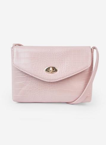 Dorothy Perkins Blush Crocodile Design Twistlock Cross Body Bag