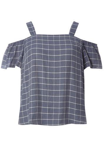 Dorothy Perkins Petite Blue Check Bardot Top