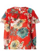 Dorothy Perkins *only Red Floral Frill Blouse
