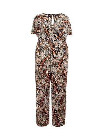 Dorothy Perkins * Dp Curve Rust Snake Print Plisse Wrap Jumpsuit