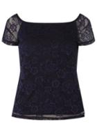 Dorothy Perkins Navy Lace Bardot Top