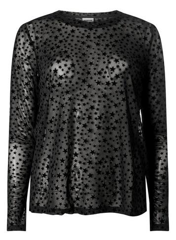 *noisy May Black Star Print Mesh Top