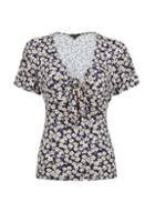 Dorothy Perkins Navy Ditsy Print Tie Front Top